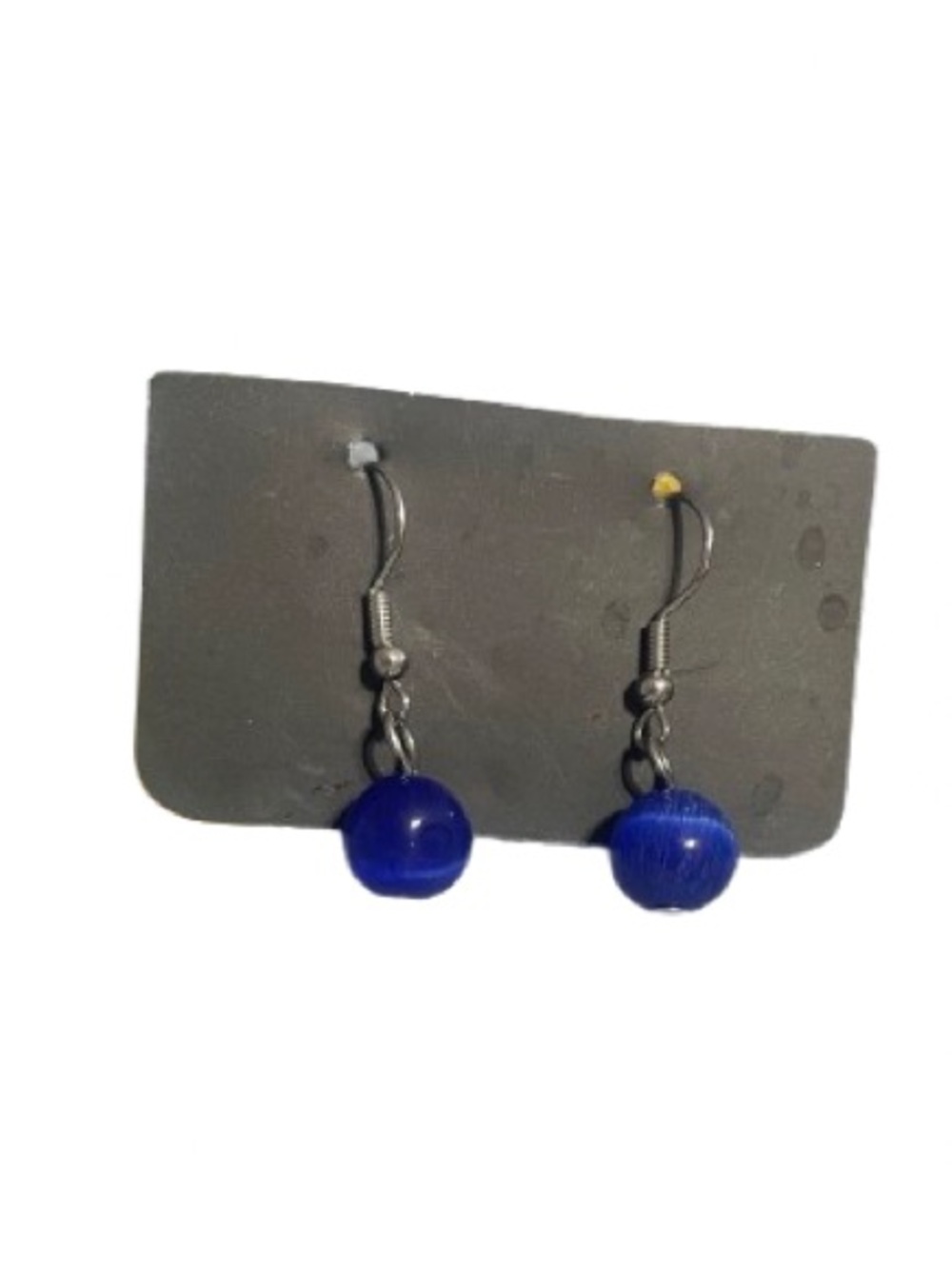 Hand Crafted Deep Blue Sphere Dangle Earrings